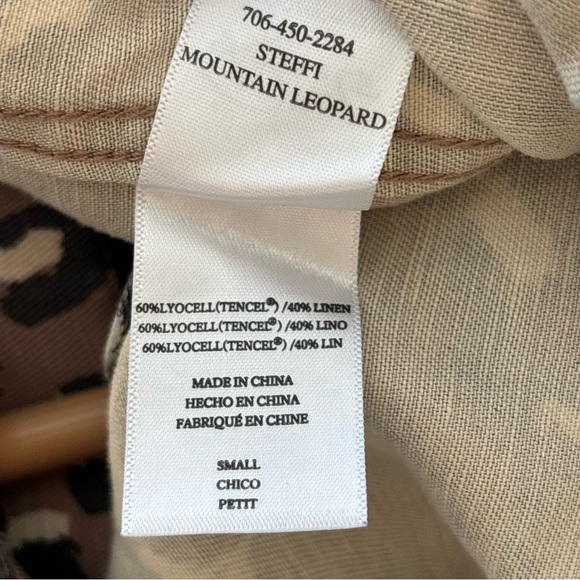 Rails Steffi Mountain Leopard-Print Cropped Button Up Jacket TencelLyocell Linen - Picture 10 of 12